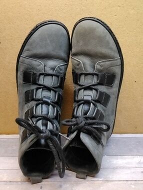 Hartjes Grey Lace-Up Nubuck Leather Boots 140572 Size 5.5